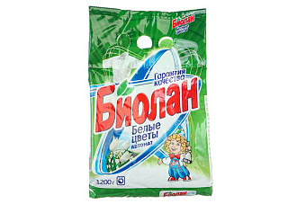 Порошок стиральный БИОЛАН автомат белые цветы 1,2кг (1/7)