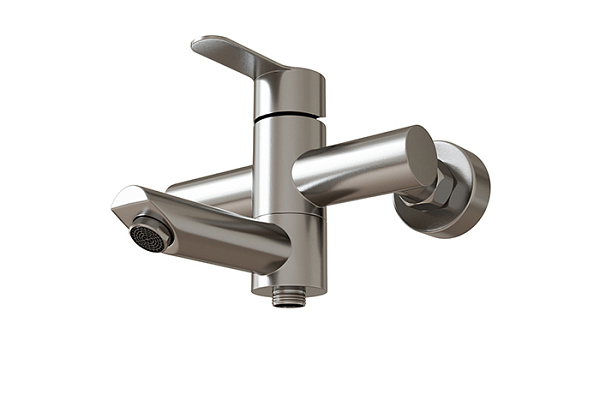 Смеситель для ванны 35k MIXLINE MLSS32-01 Stainless (Нерж. сталь,Длина излива 12см,Картридж 35мм)