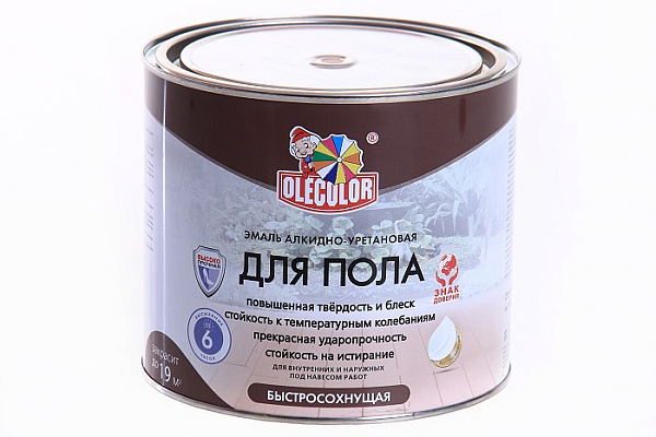 Эмаль для пола алкидно-уретановая быстросохнущая (6ч) OLECOLOR желто-коричневый (1,8кг)