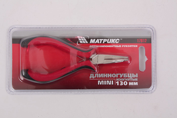 Длинногубцы MATRIX MINI 130мм никелированные изогнутые (17812) (1/120)