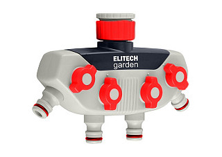 Распределитель ELITECH Garden HF 002 пластиковый четырехканальный 3/4" - 1" (1/24)