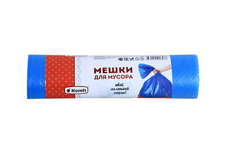 Мешки для мусора KOMFI ПНД 120л 14мкм в рулоне голубые 10шт PM121BU (1/50)
