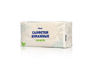 Салфетки бумажные FLOOM 24х24см 200 листов белый (1/18)