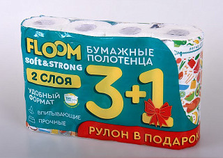 Полотенца бумажные FLOOM 2-х слойные 4 рулона (1/6)