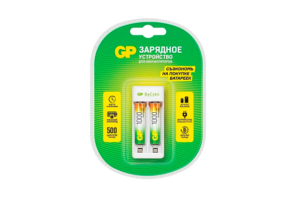 З/У для аккумуляторов GP E211/100AAAHCCS-2CR1 AA/AAA Ni-MH 2 слота +2AAA 1000mAh (1/5/10) (271)