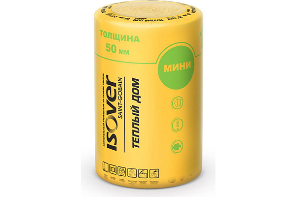 Утеплитель ИЗОВЕР ВЕТОНИТ Теплый Дом ТВИН МИНИ 8200х610х50мм (рулон=10м2/ 0,5м3) 67138