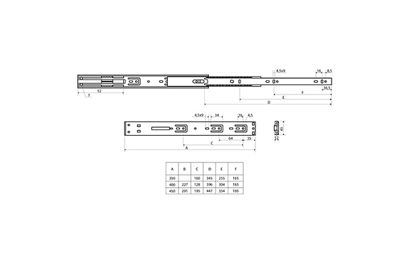 Направляющие шариковые StahlBuro 2шт 45-450/18" черный (1/20)