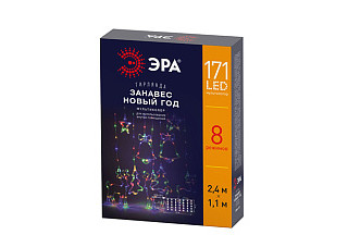 Гирлянда ERA Занавес внутренняя IP20 2,4х1,1м 220 V 8 режимов длина провода 1.5м 171 LED ЕGNIG (136)