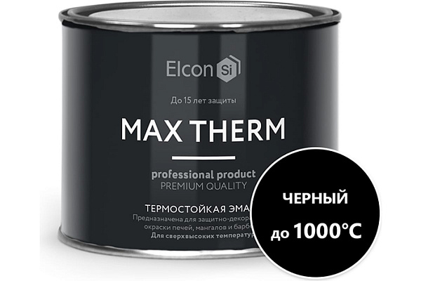 Эмаль термостойкая Elcon черная, 1000 градусов (0,4кг)