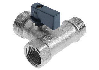 Кран шаровой 3-проходной для стир маш AQUALINK ДУ (1/2x3/4x1/2) Г/Ш/Ш флаж (01175/01183) (1/10/100)