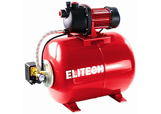 Насосная станция ELITECH САВ 1000-24П (Пласт,1000Вт,Расход-60л/м,Н=45м, 4,4бар,Глуб-8м,Емкость-24л)