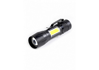 Фонарь SMARTBUY светодиодный алюминиевый 3Вт LED+ 3 Вт COB, AA, черный (SBF-104)/360 (672)