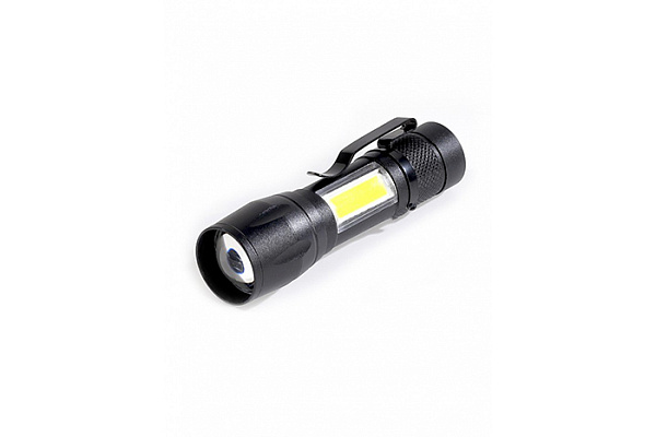 Фонарь SMARTBUY светодиодный алюминиевый 3Вт LED+ 3 Вт COB, AA, черный (SBF-104)/360 (672)
