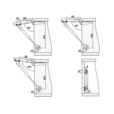 Лифт газовый StahlBuro N100 матовый хром (1/100)