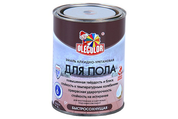 Эмаль для пола алкидно-уретановая быстросохнущая (6ч) OLECOLOR золотистый (0,8кг) 