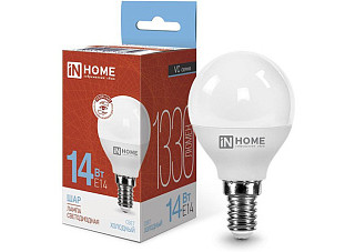 Лампа светодиодная IN HOME LED-ШАР-VC 14Вт 230В E14 6500K 1330Лм 10/100 (7850)