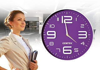 Часы настенные CENTEK СТ-7101 Violet d=30см объемные цифры плавный ход