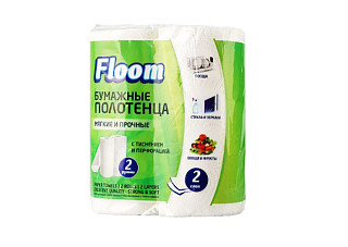 Полотенца бумажные FLOOM 2-х слойные 2 рулона