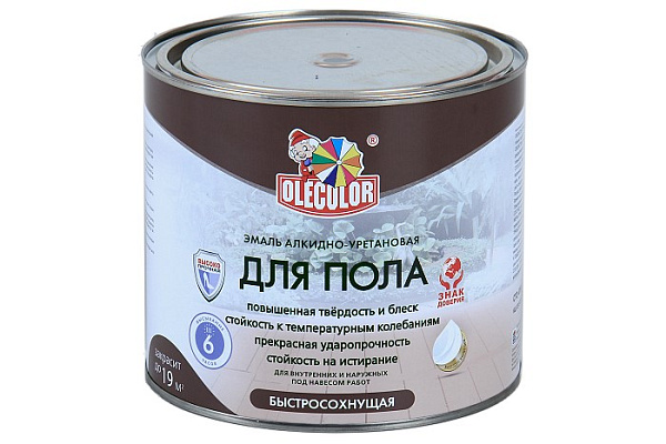 Эмаль для пола алкидно-уретановая быстросохнущая (6ч) OLECOLOR серый (1,8кг) 