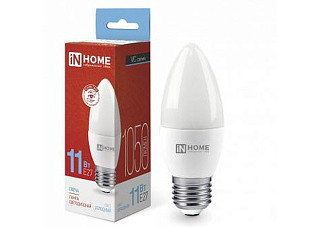 Лампа светодиодная IN HOME LED-СВЕЧА-VC 11Вт 230В Е27 6500К 1050Лм 10/100 (4868)
