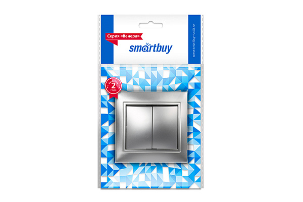 Выключатель SmartBuy "Венера" 2-клавишный 10А белый  (SBE-01w-10-SW2-0) (5478)