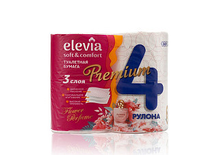 Туалетная бумага ELEVIA 3-х слойная 4 рулона flower perfume