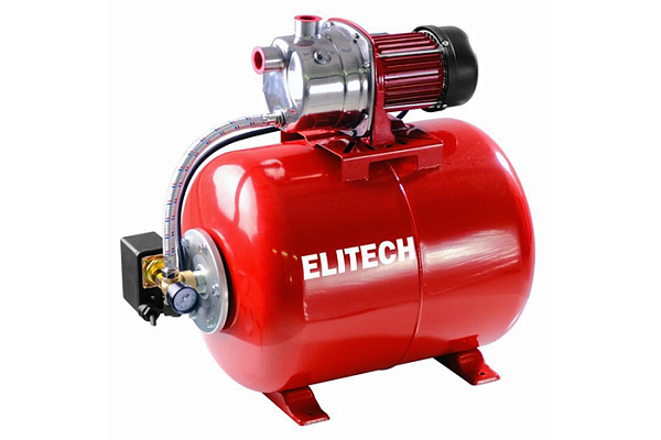 Насосная станция ELITECH САВ 1200-24Н (Нерж,1200Вт,Расход-65л/м,Н=50м, 4,6бар,Глуб-8м,Емкость-24л)