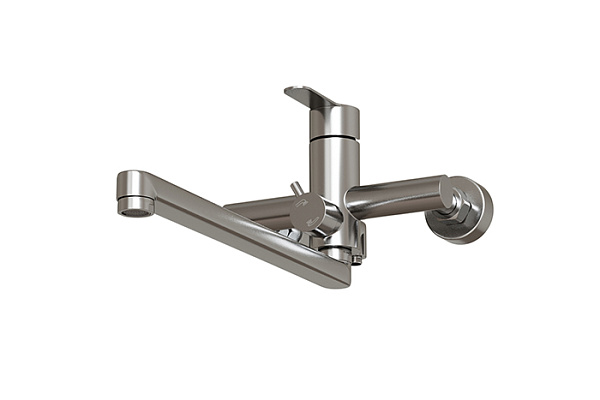 Смеситель для ванны и раковины 35k MIXLINE MLSS32-02 Stainless (Нерж.,Длина излива 32см,Картр 35мм)