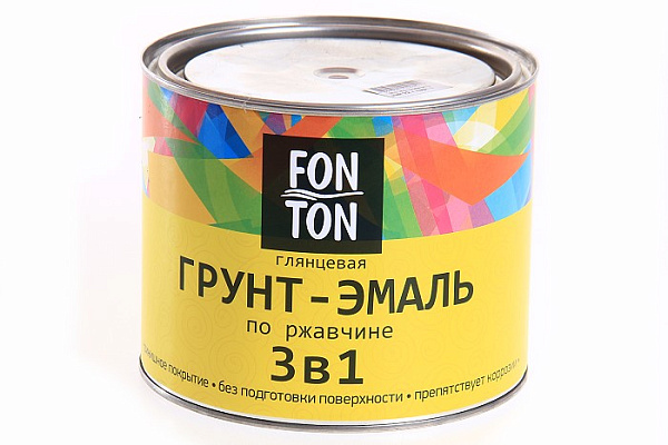 Грунт-эмаль по ржавчине 3 в 1 FonTon глянцевая белая (1,8кг)
