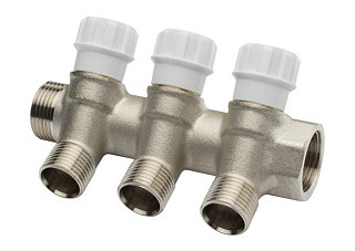 Коллектор резьбовой с вентилями AQUALINK ДУ 3/4x3/4x1/2x3 (04477) (1/2/20)