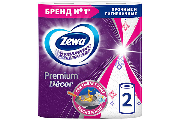 Полотенца бумажные ZEWA 2-х слойные 2 рулона decor (1/10)