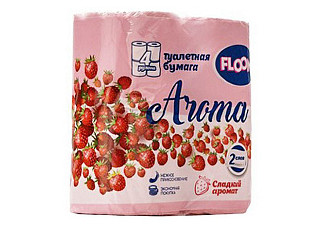 Туалетная бумага FLOOM 2-х слойная 4 рулона aroma розовый