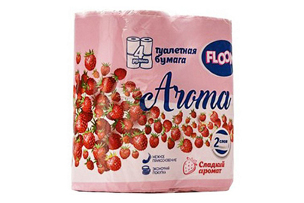 Туалетная бумага FLOOM 2-х слойная 4 рулона aroma розовый