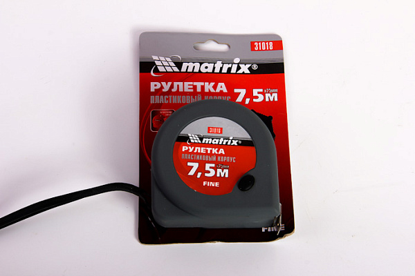 Рулетка MATRIX Fine 7,5м х 25мм пластиковый  корпус (31018) (1/72)