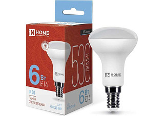 Лампа светодиодная IN HOME LED-R50-VC 6Вт 230В Е14 6500К 530Лм 10/100 (1156)