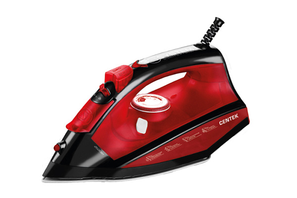 Утюг Centek CT-2355 RED 2500Вт, керамическ подошва, 270мл, паровой удар, самоочистка, капля-стоп