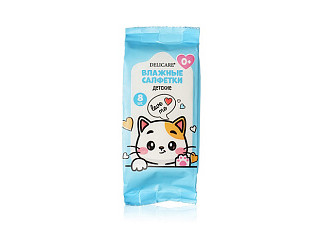 Салфетки влажные DELICARE mini детские кот-единорог 8шт