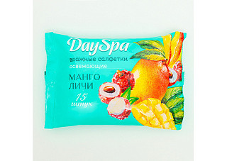 Салфетки влажные DAY SPA освежающие манго и личи 15шт