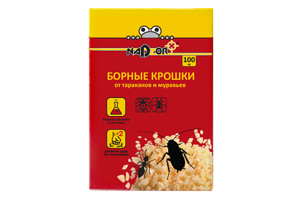 Борные крошки от тараканов и муравьев NADZOR 100г BOR123 (1/24)