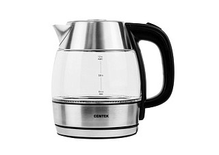 Чайник Centek CT-0018 стекло 1,2л, 1600Вт, внутр.LED подсветка, защита от вкл б/воды, сьемная крышка