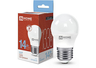 Лампа светодиодная IN HOME LED-ШАР-VC 14Вт 230В E27 6500K 1330Лм 10/100 (7836)