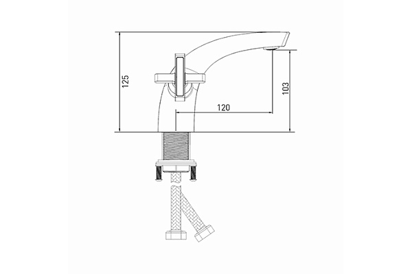 Смеситель для раковины MIXLINE ML37-04 Cross (Латунь,Длина излива 12см,кран-букса 1/2", п/г)