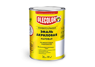 Эмаль акриловая OLECOLOR универсальная матовая белый (1,0кг) (метал.тара)