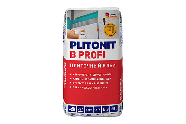 Клей для плитки PLITONIT В PROFI С1ТE 900х900 1.00mpa 25кг 10935